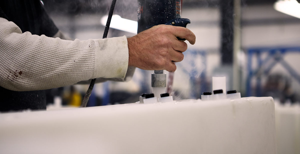 Spin Weld added to a rotomolded part during secondary assemble