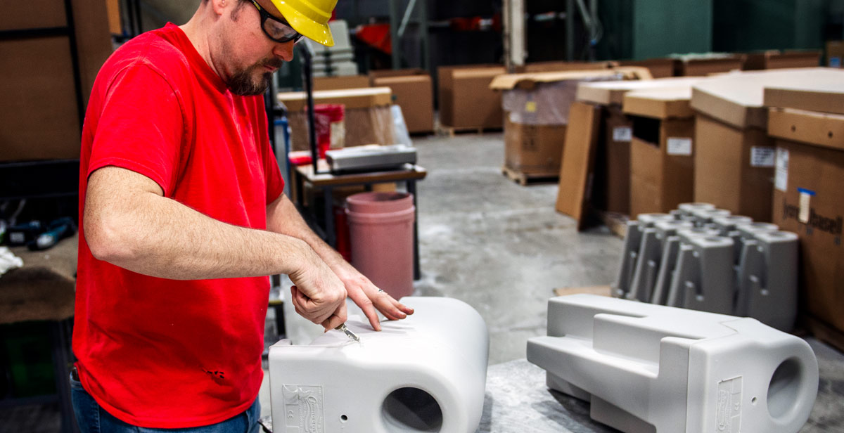 Rotomold Trimming a part