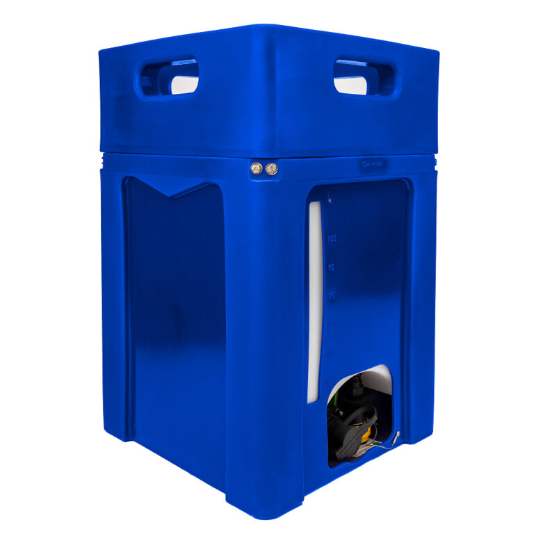Rigid HDPE IBC tote with removable bottle replacement system