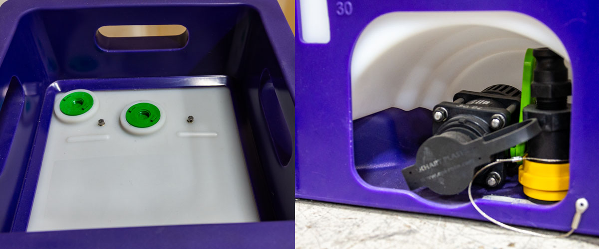Small-volume rigid plastic IBC tote with removable top