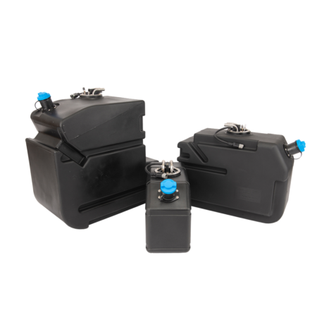 A group of three custom diesel exhaust fluid (DEF) tanks