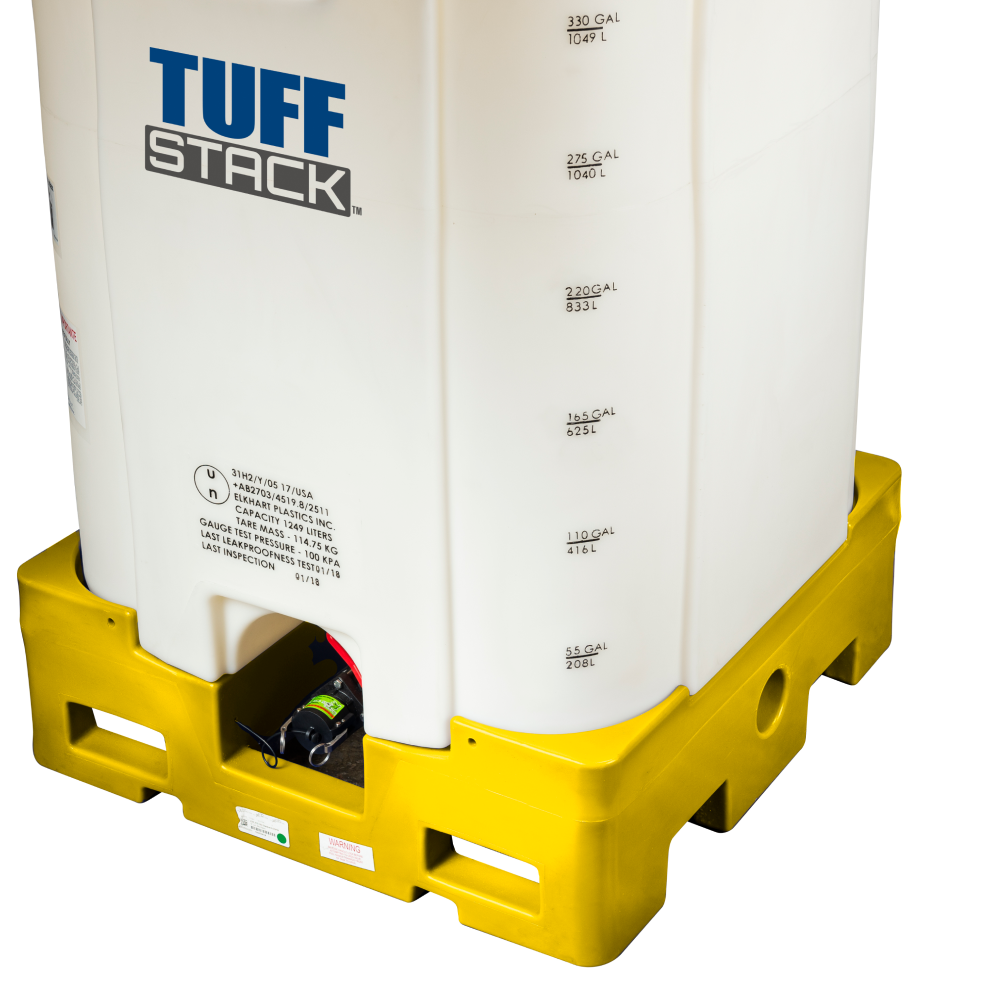 TUFF Stack IBC tote with integrated pallet base