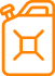 Orange fuel container icon with liquid symbol