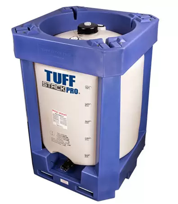 Reusable industrial IBC tank with heavy-duty HDPE structural frame