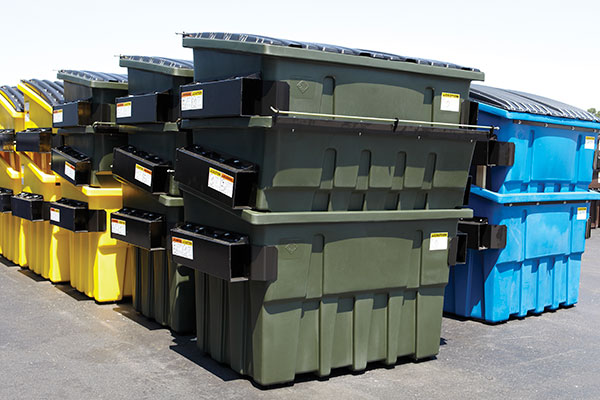 Rotomolded material handling containers