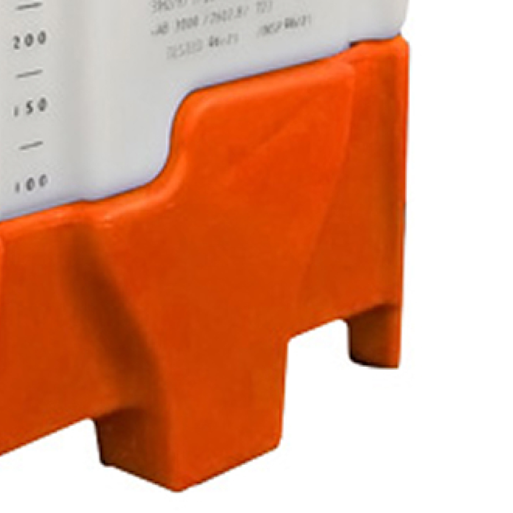 TUFF Cube Max all-plastic IBC tote with stackable pallet base